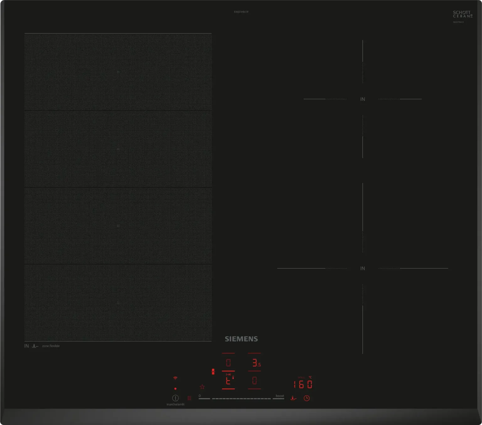 TABLE INDUCTION 60CM 4 ZONES DONT 1 FLEX SLIDER