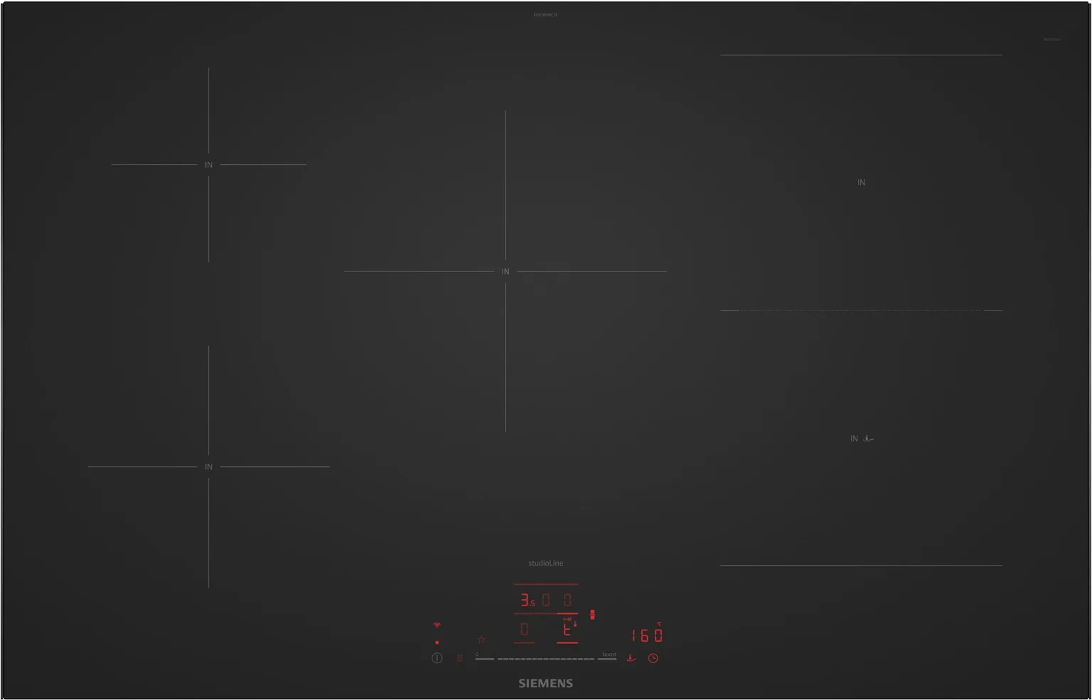 TABLE INDUCTION 80CM 5 ZONES DONT 1 COMBI SLIDER