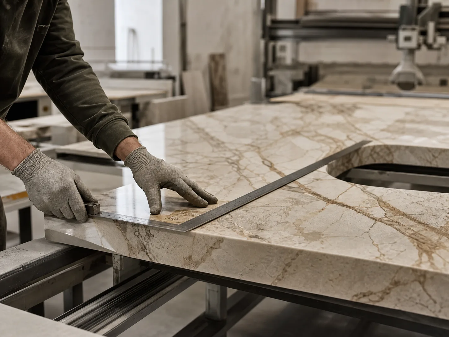 Façonnage et mesure d’un plan de travail sur mesure